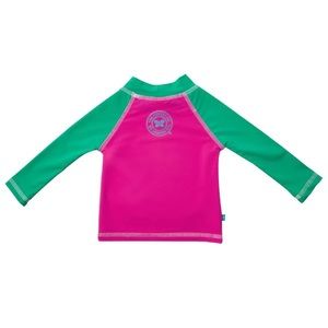 Pink and green swim shirt